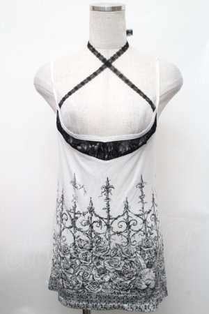 画像: ALGONQUINS / プリントホルターキャミソール  黒ｘ白 S-26-01-31-1005-AL-TO-HR-ZS