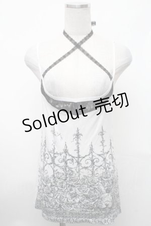 画像: ALGONQUINS / プリントホルターキャミソール  黒ｘ白 S-26-01-31-1005-AL-TO-HR-ZS