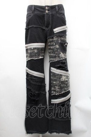 画像: ALGONQUINS / ダメージ加工切替パンツ  黒 S-26-01-31-1058-AL-PA-HR-ZS