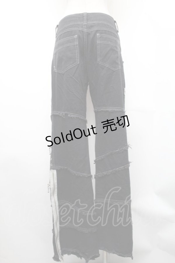 画像2: ALGONQUINS / ダメージ加工切替パンツ  黒 S-26-01-31-1058-AL-PA-HR-ZS (2)