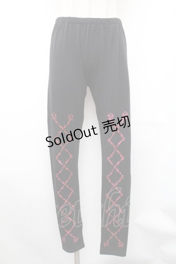 画像1: ALGONQUINS / プリントレギンスパンツ  黒 S-26-01-31-1059-AL-PA-HR-ZS (1)