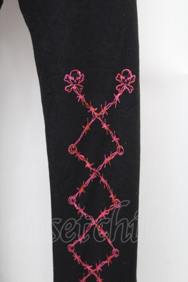 画像3: ALGONQUINS / プリントレギンスパンツ  黒 S-26-01-31-1059-AL-PA-HR-ZS (3)