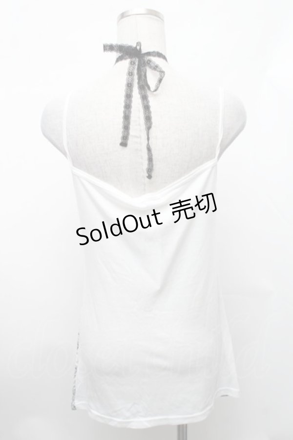 画像2: ALGONQUINS / プリントホルターキャミソール  黒ｘ白 S-26-01-31-1005-AL-TO-HR-ZS (2)