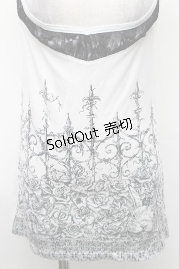 画像3: ALGONQUINS / プリントホルターキャミソール  黒ｘ白 S-26-01-31-1005-AL-TO-HR-ZS (3)