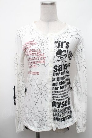 画像: h.ANARCHY / プリントカーディガン  白 S-26-01-31-1007-HN-TO-HR-ZS