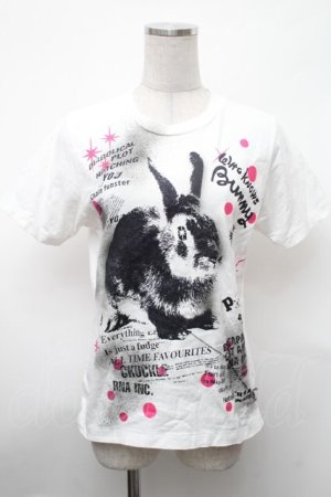 画像: RNA / うさぎプリントTシャツ  白 S-26-01-31-1009-PU-TS-HR-ZS
