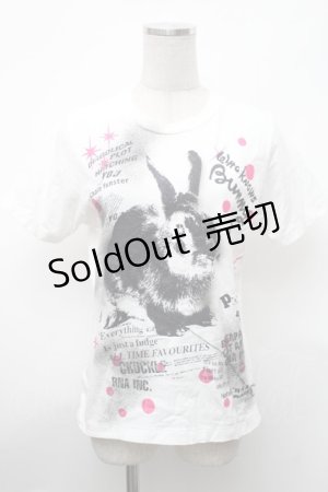 画像: RNA / うさぎプリントTシャツ  白 S-26-01-31-1009-PU-TS-HR-ZS