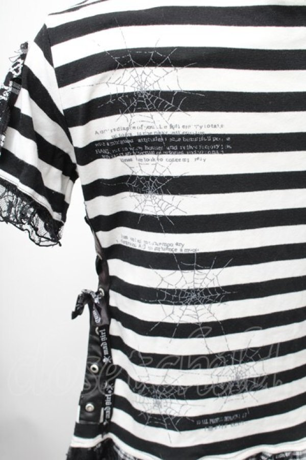 画像5: MAD / うさみみフードボーダートップス  白ｘ黒 S-26-01-31-1012-PU-TO-HR-ZS (5)