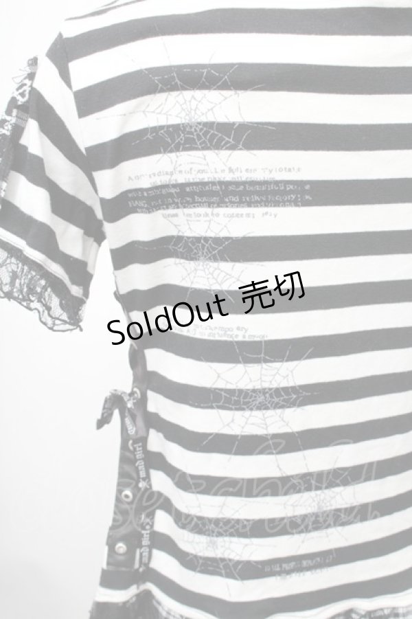 画像5: MAD / うさみみフードボーダートップス  白ｘ黒 S-26-01-31-1012-PU-TO-HR-ZS (5)