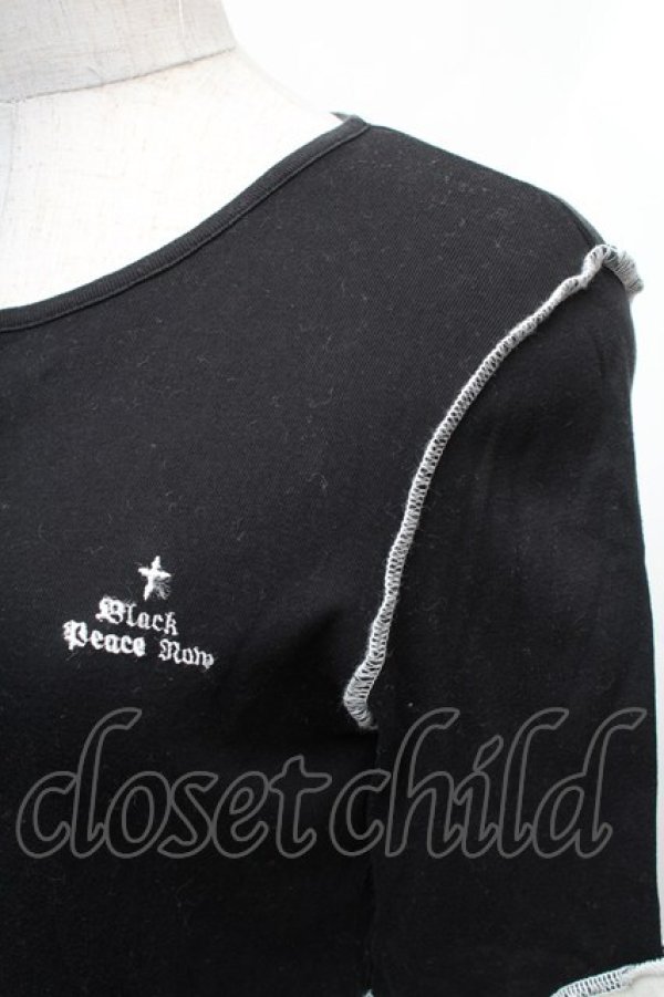 画像3: BPN / 胸元刺繍切替カットソー  黒ｘ白 S-26-01-31-1013-GO-TO-HR-ZS (3)