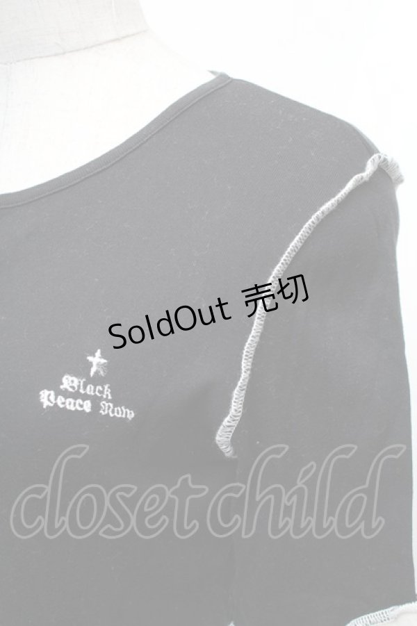 画像3: BPN / 胸元刺繍切替カットソー  黒ｘ白 S-26-01-31-1013-GO-TO-HR-ZS (3)