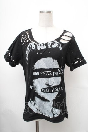 画像: SEXY DYNAMITE LONDON / セディショナリーズカットソー  黒 S-26-01-31-1014-PU-BL-HR-ZS