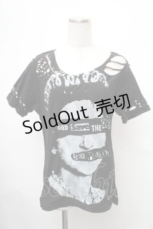 画像: SEXY DYNAMITE LONDON / セディショナリーズカットソー  黒 S-26-01-31-1014-PU-BL-HR-ZS