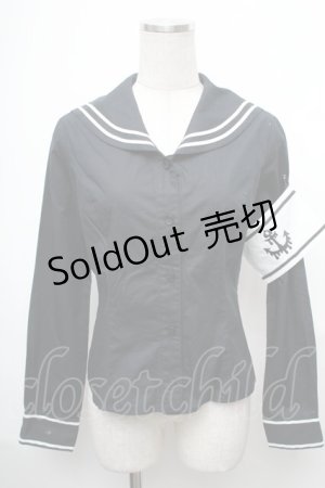 画像: MAM MAXICIMAM / セーラー海賊ブラウス  黒 S-26-01-31-1015-0-BL-HR-ZS