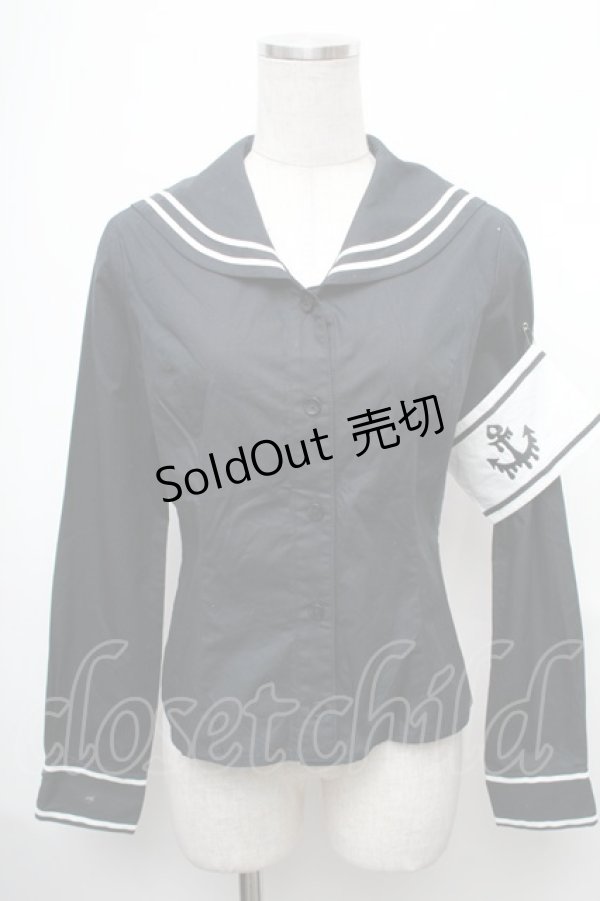 画像1: MAM MAXICIMAM / セーラー海賊ブラウス  黒 S-26-01-31-1015-0-BL-HR-ZS (1)