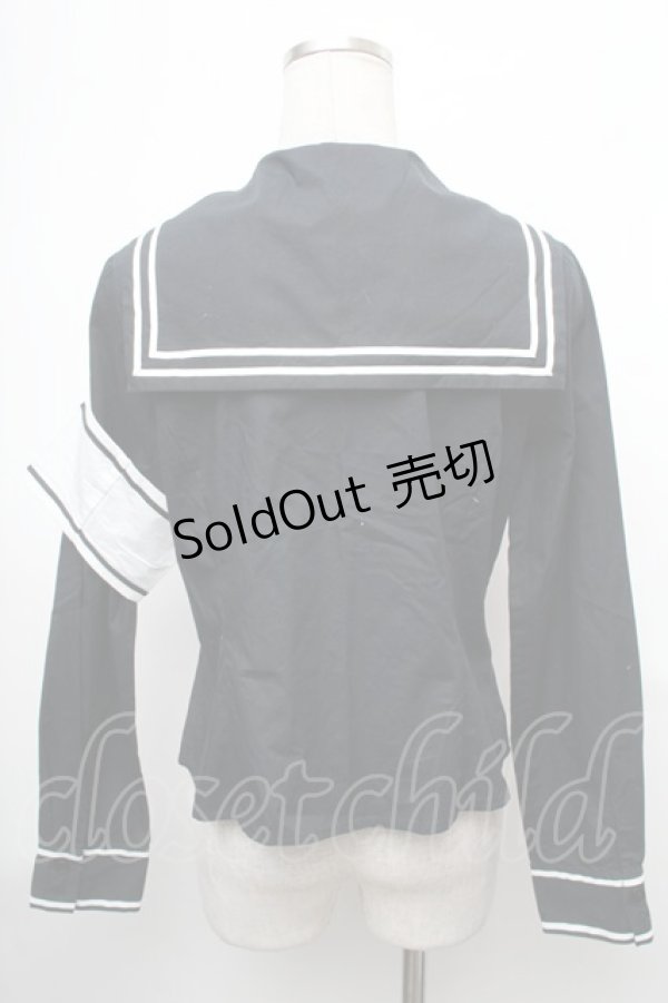 画像2: MAM MAXICIMAM / セーラー海賊ブラウス  黒 S-26-01-31-1015-0-BL-HR-ZS (2)