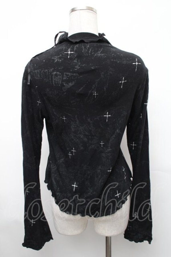 画像2: h.naoto Blood / プリント裾レースカットソー  黒 S-26-01-31-1017-HN-TO-HR-ZS (2)