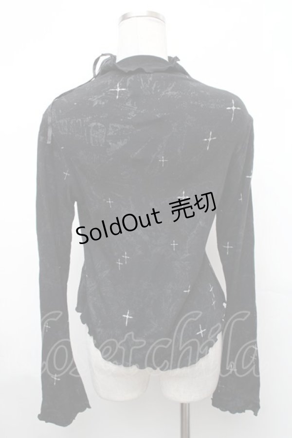 画像2: h.naoto Blood / プリント裾レースカットソー  黒 S-26-01-31-1017-HN-TO-HR-ZS (2)