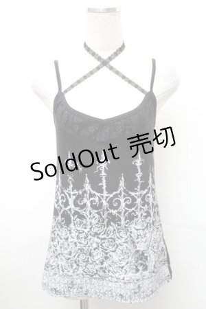 画像: ALGONQUINS / プリントキャミソール  白ｘ黒 S-26-01-31-1002-AL-TO-HR-ZS