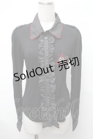 画像: HANGRY&ANGRY / キャラクター刺繍カーディガン  黒ｘ赤 S-26-01-31-1018-HN-TO-HR-ZS