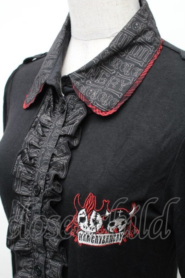 画像3: HANGRY&ANGRY / キャラクター刺繍カーディガン  黒ｘ赤 S-26-01-31-1018-HN-TO-HR-ZS (3)