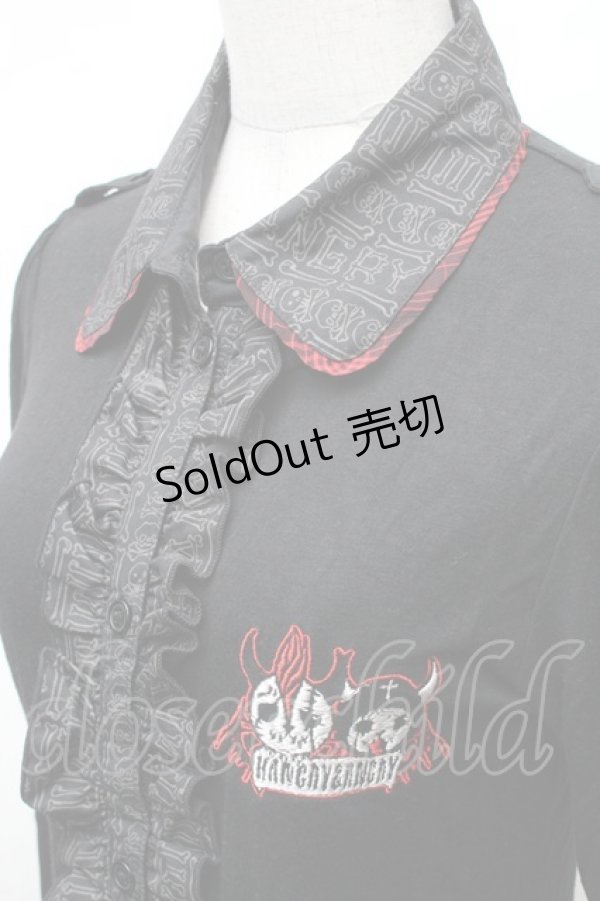 画像3: HANGRY&ANGRY / キャラクター刺繍カーディガン  黒ｘ赤 S-26-01-31-1018-HN-TO-HR-ZS (3)