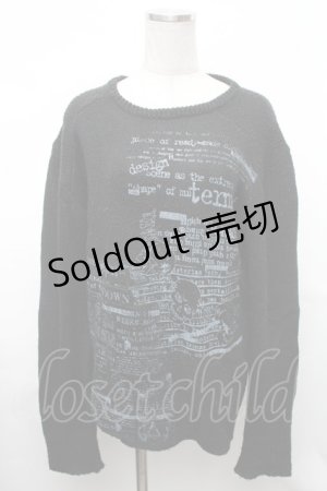 画像: h.ANARCHY / スカルｘ英字プリントニット  黒 S-26-01-31-1019-HN-TO-HR-ZS