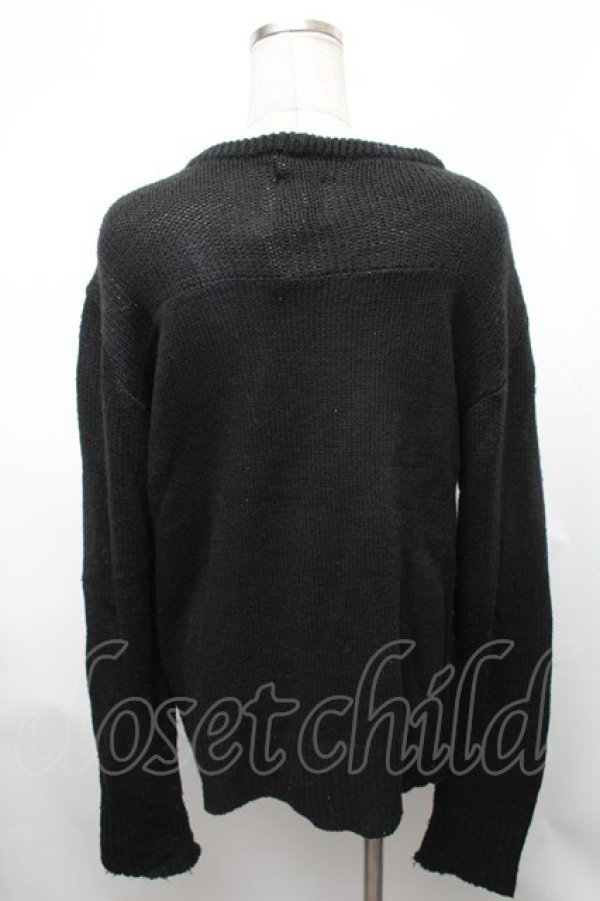 画像2: h.ANARCHY / スカルｘ英字プリントニット  黒 S-26-01-31-1019-HN-TO-HR-ZS (2)