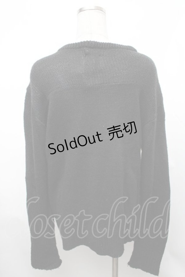 画像2: h.ANARCHY / スカルｘ英字プリントニット  黒 S-26-01-31-1019-HN-TO-HR-ZS (2)