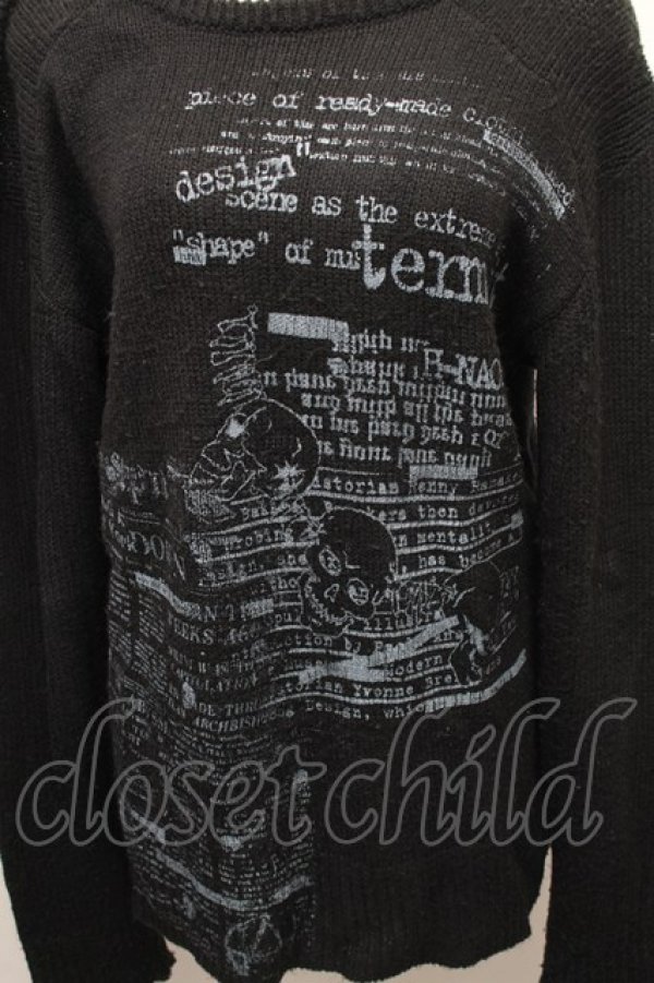 画像3: h.ANARCHY / スカルｘ英字プリントニット  黒 S-26-01-31-1019-HN-TO-HR-ZS (3)