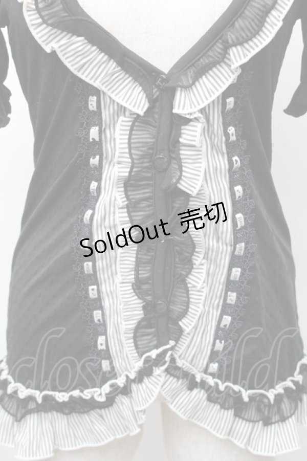 画像3: FRILL / はしごレースフリルカーディガン  黒ｘ白 S-26-01-31-1020-HN-TS-HR-ZS (3)