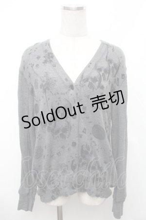 画像: HYSTERIC GLAMOUR / スカルプリントニットカーディガン  グレー S-26-01-31-1022-PU-TO-HR-ZS