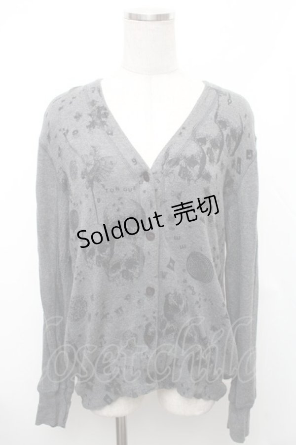 画像1: HYSTERIC GLAMOUR / スカルプリントニットカーディガン  グレー S-26-01-31-1022-PU-TO-HR-ZS (1)
