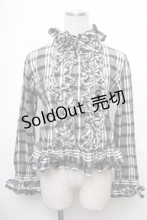 画像: SEXY DYNAMITE LONDON (CHOICE) / チェックフリルブラウス  黒ｘ白 S-26-01-31-1025-PU-TO-HR-ZS