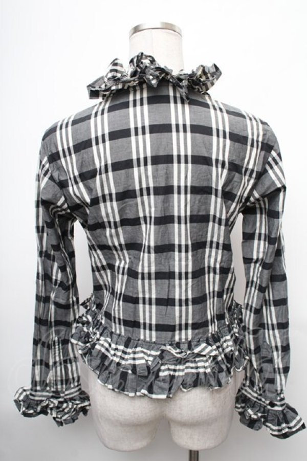 画像2: SEXY DYNAMITE LONDON (CHOICE) / チェックフリルブラウス  黒ｘ白 S-26-01-31-1025-PU-TO-HR-ZS (2)