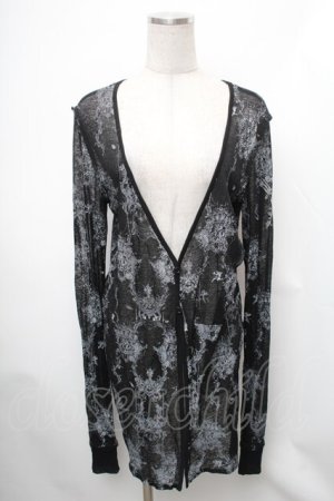 画像: VII / プリントシアーカーディガン  黒 S-26-01-31-1026-HN-TO-HR-ZS