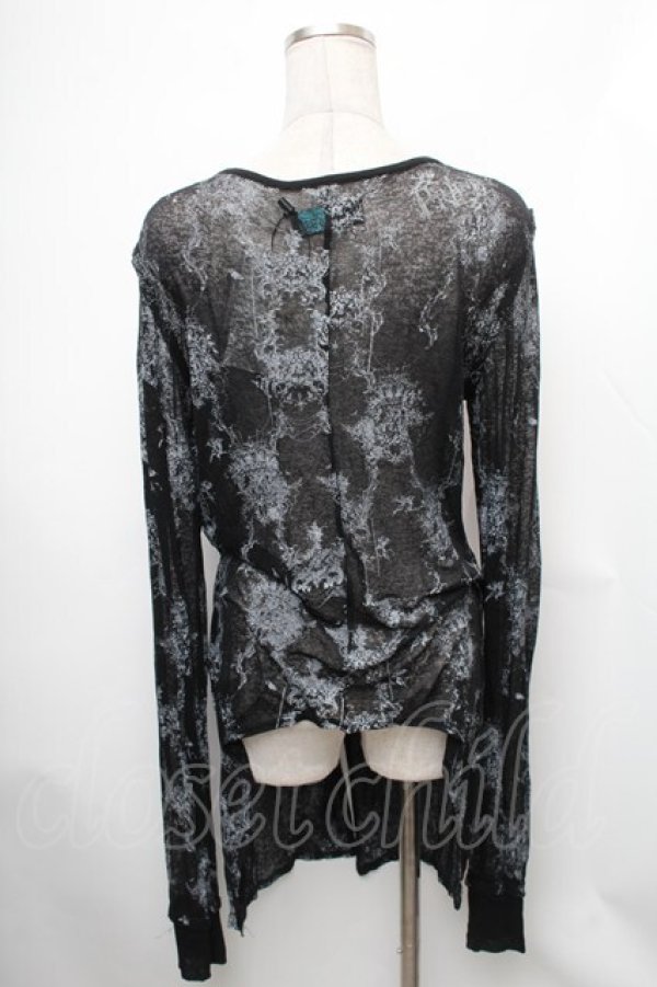 画像2: VII / プリントシアーカーディガン  黒 S-26-01-31-1026-HN-TO-HR-ZS (2)