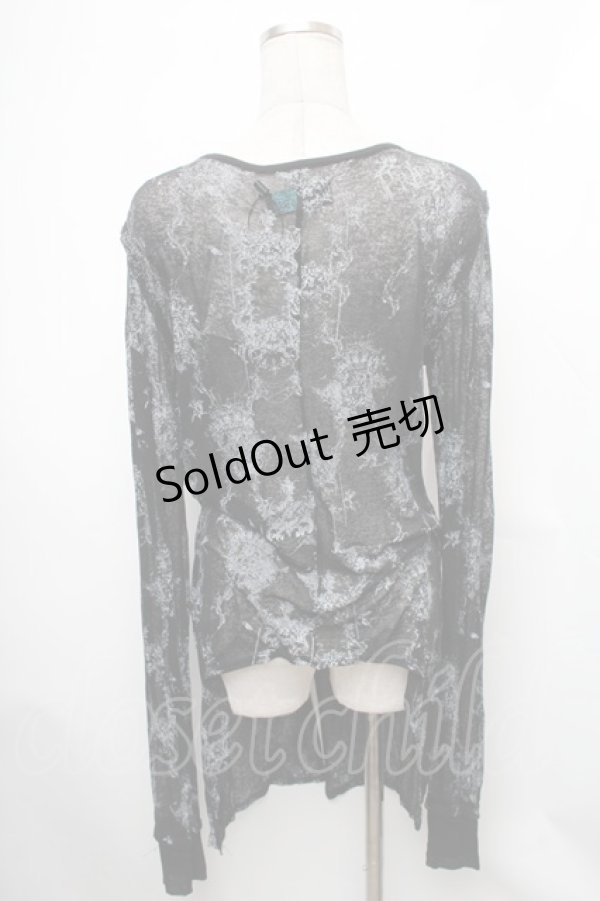 画像2: VII / プリントシアーカーディガン  黒 S-26-01-31-1026-HN-TO-HR-ZS (2)