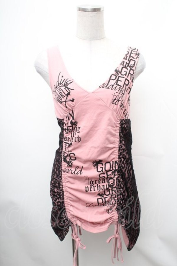 画像1: GLAD NEWS / レオパードチュールチュニック  ピンクｘ黒 S-26-01-31-1028-GL-TO-HR-ZS (1)