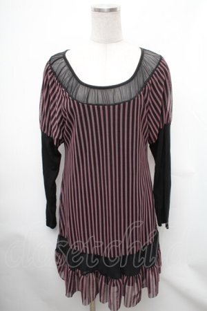 画像: ALGONQUINS / ストライプチュール切替ワンピース  黒ｘパープル S-26-01-31-1030-AL-OP-HR-ZS