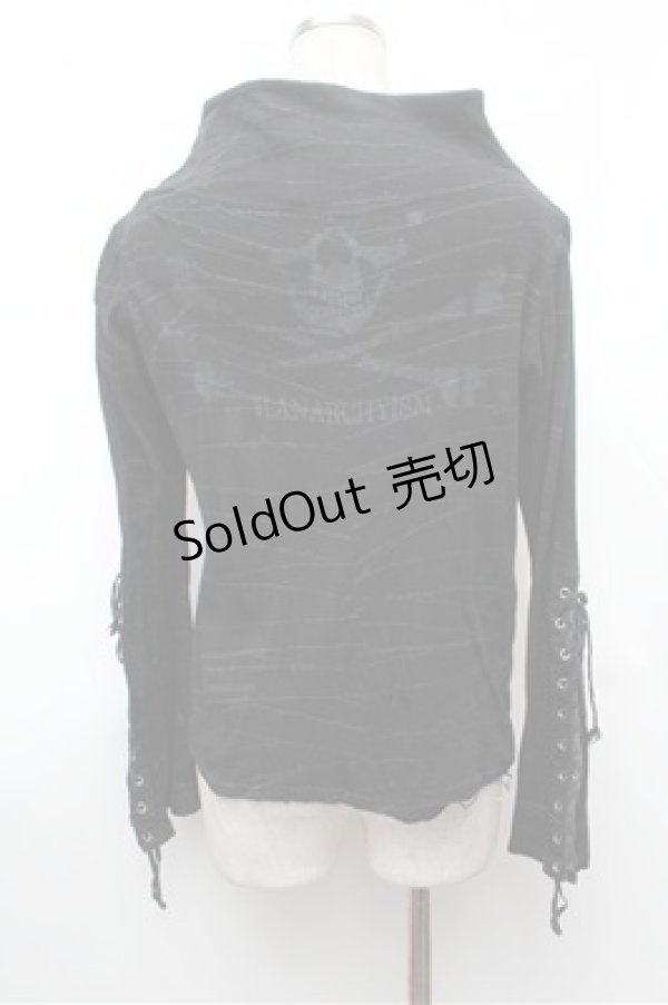 画像3: h.ANARCHY / 袖レースアップハイネックカットソー  黒 S-26-01-31-053-HN-TS-HR-ZS (3)