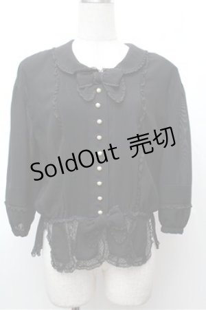 画像: INGEBORG / ダブルリボン&ピンタックシフォンブラウス  黒 S-26-01-31-054-LO-BL-HR-ZS