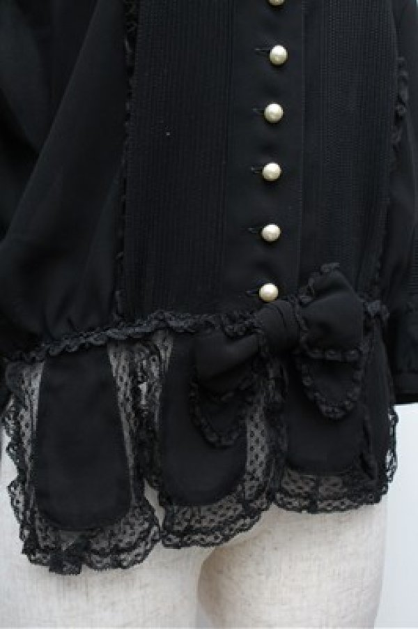 画像2: INGEBORG / ダブルリボン&ピンタックシフォンブラウス  黒 S-26-01-31-054-LO-BL-HR-ZS (2)