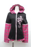 画像1: PUTUMAYO / チェック切替パーカー  黒ｘピンク S-26-01-31-057-PT-TO-HR-ZS (1)