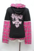 画像4: PUTUMAYO / チェック切替パーカー  黒ｘピンク S-26-01-31-057-PT-TO-HR-ZS (4)