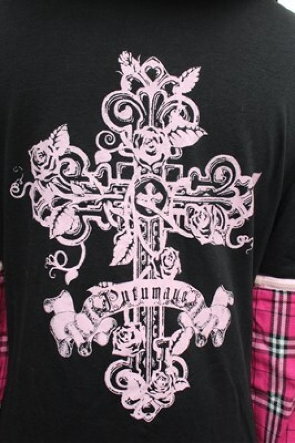 画像5: PUTUMAYO / チェック切替パーカー  黒ｘピンク S-26-01-31-057-PT-TO-HR-ZS (5)