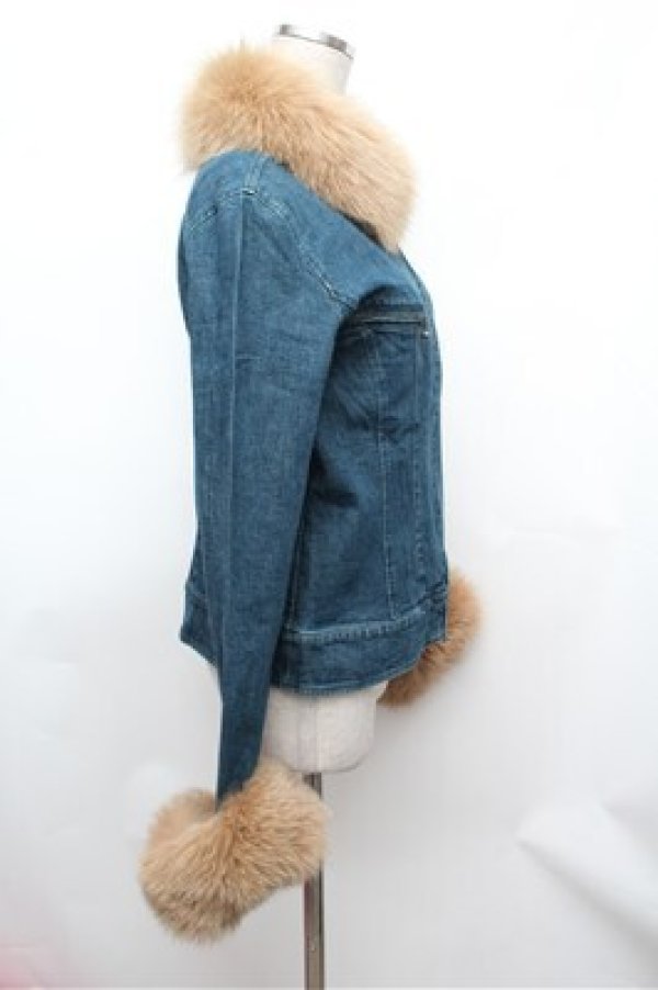 画像2: INGEBORG / ファー付きデニムジャケット  インディゴ S-26-01-31-059-LO-BL-HR-ZS (2)