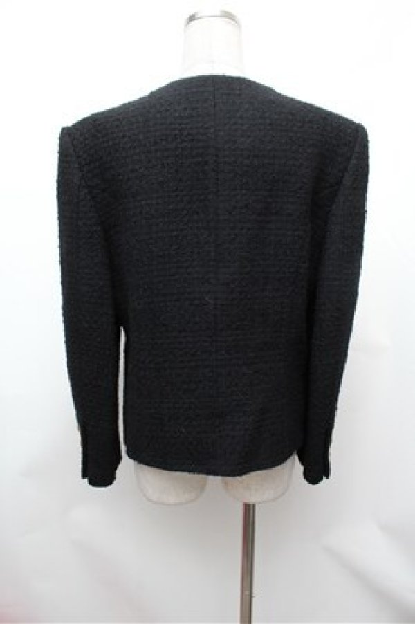 画像4: INGEBORG / ツイード調ノーカラージャケット  黒 S-26-01-31-061-LO-JA-HR-ZS (4)