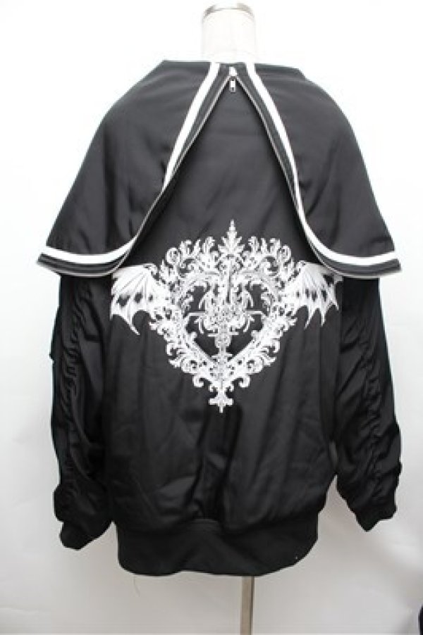 画像3: Amilige / チャイナボタン付き配色セーラーZIPパーカー  黒ｘ紫 S-26-01-31-064-PU-TS-AS-ZS (3)