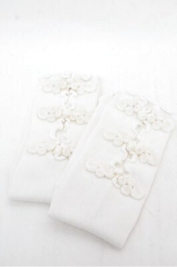 画像1: Hoshibako Works / チャイナ風ソックス  白 S-26-01-31-002-LO-ZA-HR-ZS (1)